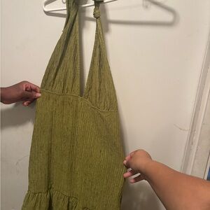 SHEIN Olive Green Backless Dress